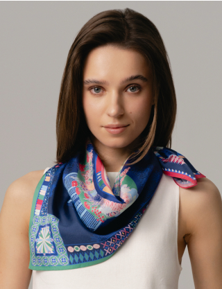 Картинка Шовкова хустина «Garden Navy»